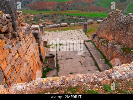 Forum in rovine romane di Tiddis, Nord Africa, BNI Hamden, Algeria Foto Stock