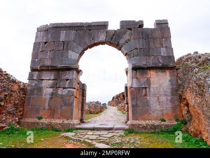 Cardo Maximus nelle rovine romane di Tiddis, Nord Africa, BNI Hamden, Algeria Foto Stock