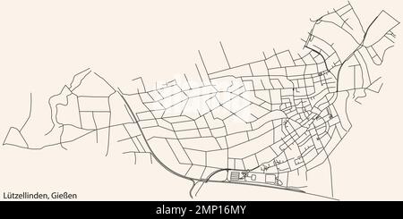 Mappa stradale del QUARTIERE LÜTZELLINDEN, GIESSEN Illustrazione Vettoriale