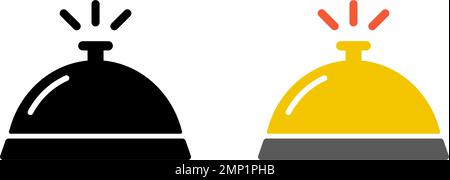 Icona della campana di ricezione impostata. Servizio di facchinaggio. Campana dell'hotel. Vettore modificabile. Illustrazione Vettoriale