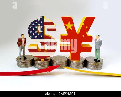 SUQIAN, CINA - 31 GENNAIO 2023 - Illustrazione: Commercio sino-US, Suqian, Provincia di Jiangsu, 31 gennaio 2023. Foto Stock