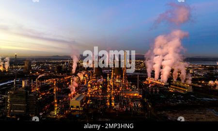 Raffineria petrolifera di Grangemouth, Grangemouth, Scozia, Regno Unito Foto Stock