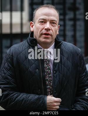 Londra, Regno Unito. 31st Jan, 2023. Chris Heaton-Harris, deputato, Segretario di Stato per l'Irlanda del Nord. I ministri del governo di Sunak partecipano oggi alla riunione settimanale del gabinetto al 10 di Downing Street a Westminster. Raab si dice in una posizione vacillante dopo ripetute accuse di bullismo. Credit: Imageplotter/Alamy Live News Foto Stock