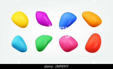 Astratto 3D forme blob. set di icone vettoriali realistiche. illustrazione della collezione di elementi di disegno in stile cartone animato minimal Illustrazione Vettoriale