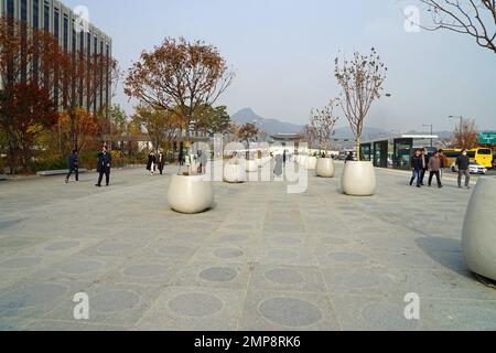 Gwanghwamun Square, Seoul, Corea del Sud Foto Stock