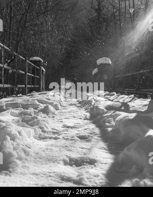 Neve carinzia paesaggio sul lago ossiach soleggiata giornata invernale Foto Stock