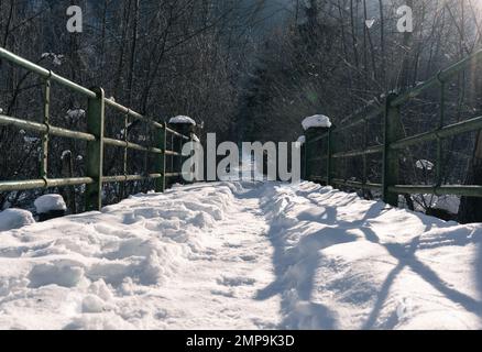 Neve carinzia paesaggio sul lago ossiach soleggiata giornata invernale Foto Stock