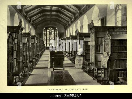 The Library, Saint John's College from a photo by F. Frith & Co. From the book ' Cambridge and its story ' by Arthur Gray 1852-1940 Publication London : Methuen 1912 Foto Stock