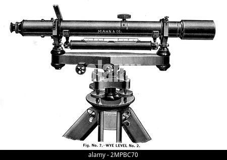 Wye Level No. 2 Catalogo illustrato di strumenti di ingegneria, di topografia e scientifici prodotti da Mahn & Co.. Editore St. Luigi, Lu. Woodward & Tiernan Printing Co. 1893 Foto Stock