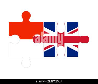 Puzzle connesso di bandiere di Indonesia e Regno Unito, vettore Illustrazione Vettoriale