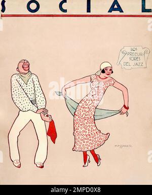 Conrado Walter Massaguer - Cuban Magazine Social Artwork - edizione settembre 1925 - Cuban Couple Dancing. Foto Stock