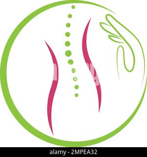 Persona in movimento, colonna vertebrale, ortopedia, fisioterapia, logo, icona Illustrazione Vettoriale