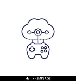 icona della linea del server di gioco in bianco Illustrazione Vettoriale