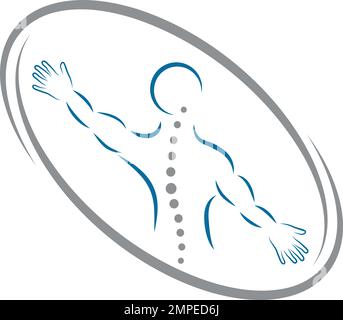 Persona in movimento, colonna vertebrale, ortopedia, fisioterapia, logo, icona Illustrazione Vettoriale