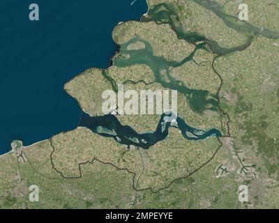 Zeeland, provincia dei Paesi Bassi. Mappa satellitare a bassa risoluzione Foto Stock