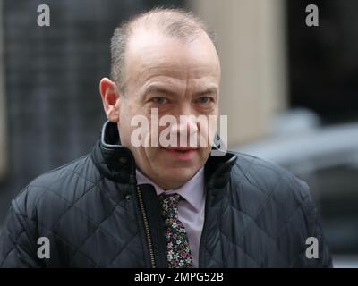 Downing Street, Londra, Regno Unito. 31st Jan, 2023. Il Segretario di Stato per l'Irlanda del Nord Chris Heaton-Harris parte dopo la riunione settimanale del Gabinetto al n. 10 di Downing Street. Credit: Uwe Deffner/Alamy Live News Foto Stock