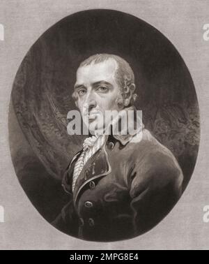 James Gillray, 1756 - 1815. Caricaturista e stampatore inglese. È stato chiamato "il padre del cartone animato politico”. I suoi disegni rumbusious hanno lamentato tutti, dal re di Inghilterra a Napoleone Bonaparte. Da una stampa di Charles Turner dopo un autoritratto di Gillray. Foto Stock