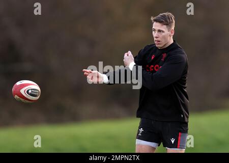 Cardiff, Regno Unito. 31st Jan, 2023. Liam Williams del Galles durante la sessione di rugby del Galles, vale of Glamorgan martedì 31st gennaio 2023. La squadra si sta preparando per la partita di campionato Guinness Six Nations contro l'Irlanda questa settimana. pic di Andrew Orchard/Andrew Orchard SPORTS photography/Alamy Live News Credit: Andrew Orchard SPORTS photography/Alamy Live News Foto Stock