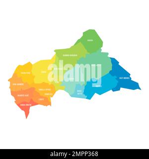 Repubblica Centrafricana carta politica delle divisioni amministrative Illustrazione Vettoriale