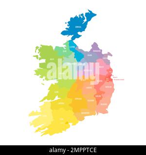 Irlanda carta politica delle divisioni amministrative Illustrazione Vettoriale