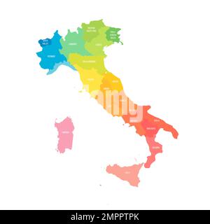 Italia carta politica delle divisioni amministrative Illustrazione Vettoriale