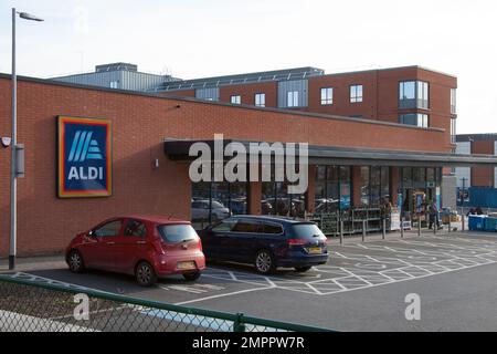 Il supermercato Aldi a Wokingham nel Regno Unito Foto Stock