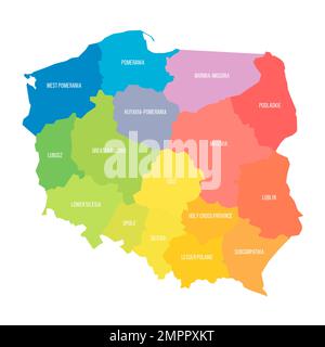 Polonia carta politica delle divisioni amministrative Illustrazione Vettoriale