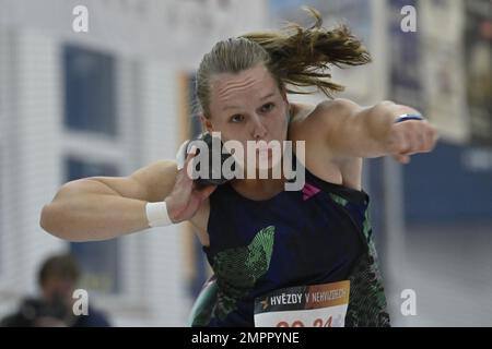 Nehvizdy, Repubblica Ceca. 31st Jan, 2023. Jessica Schilder, olandese, compete nel colpo di scena durante l'incontro Star in Nehvizdy indoor athletics della categoria Silver del World Indoor Tour, il 31 gennaio 2023, a Nehvizdy, Repubblica Ceca. Credit: Josef Vostarek/CTK Photo/Alamy Live News Foto Stock