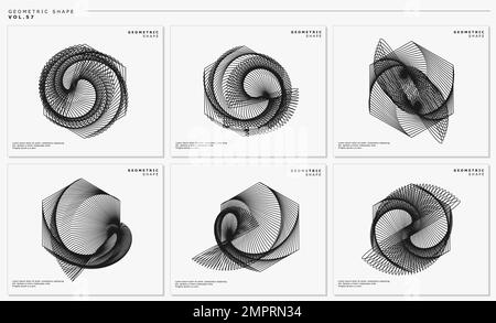 Linea astratta dinamica con designset esagonale. Fascio vettoriale linee esagonali astratte. Illustrazione Vettoriale