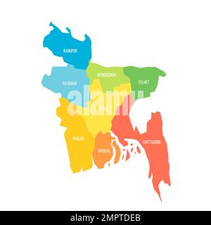 Bangladesh mappa politica delle divisioni amministrative Illustrazione Vettoriale