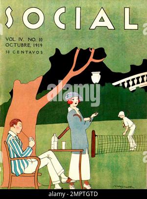 Conrado Walter Massaguer - Cuban Magazine Social Artwork - edizione di ottobre 1919 Foto Stock