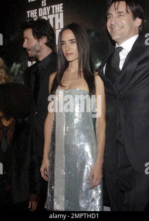 Keanu Reeves, Jennifer Connelly e Jon Hamm partecipano alla prima mondiale di "il giorno in cui la Terra si fermò". New York, NY. 12/9/08. Foto Stock