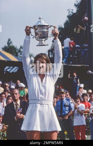 Chris Evert (USA) Singles championa t the 1977 US Open Tennis. Foto Stock