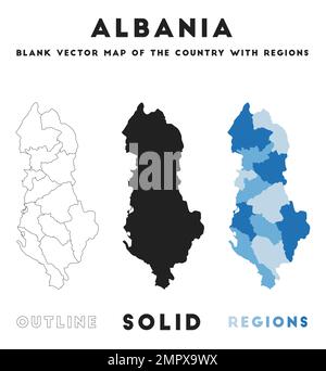 Mappa dell'Albania. Frontiere dell'Albania per la vostra infografica. Forma del paese vettoriale. Illustrazione vettoriale. Illustrazione Vettoriale
