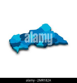 Repubblica Centrafricana carta politica delle divisioni amministrative Illustrazione Vettoriale