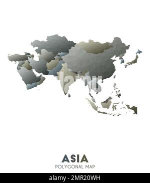 Mappa Asia. attuale mappa del continente di stile polico basso. Eccezionale illustrazione vettoriale. Illustrazione Vettoriale