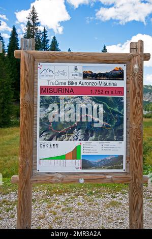 Mappa delle tre Cime Auronzo-Misurina, Auronzo di Cadore, Veneto, Italia Foto Stock