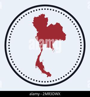 Francobollo rotondo della Thailandia. Logo rotondo con mappa del paese e titolo. Elegante distintivo minimal Thailand con mappa. Illustrazione vettoriale. Illustrazione Vettoriale