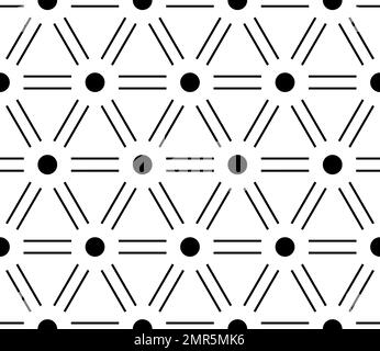 Sfondo con pattern senza giunture astratto. Griglia diagonale regolare di linee continue doppie con punti nei punti incrociati. Illustrazione vettoriale Illustrazione Vettoriale