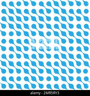 Sfondo astratto di puntini blu collegati in diagonale su sfondo bianco. Sfondo tema Molecule. Illustrazione del vettore di ripetizione senza giunture Illustrazione Vettoriale