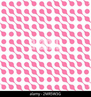 Sfondo astratto di punti rosa connessi in diagonale su sfondo bianco. Sfondo tema Molecule. Illustrazione del vettore di ripetizione senza giunture Illustrazione Vettoriale