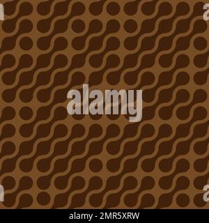Sfondo astratto dei punti connessi in disposizione diagonale. Carta da parati a tema cioccolato marrone. Illustrazione del vettore di ripetizione senza giunture Illustrazione Vettoriale