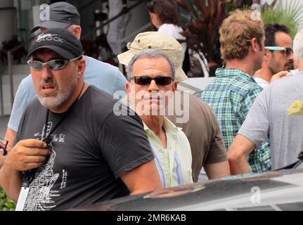 Ed Harris e Tony Plana hanno girato le scene del loro nuovo film "Pain and Gain". Il film ha anche come protagonisti Dwayne 'The Rock' Johnson e Mark Wahlberg. Miami Beach, Florida. 17th maggio 2012. Foto Stock