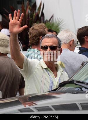 Ed Harris e Tony Plana hanno girato le scene del loro nuovo film "Pain and Gain". Il film ha anche come protagonisti Dwayne 'The Rock' Johnson e Mark Wahlberg. Miami Beach, Florida. 17th maggio 2012. Foto Stock