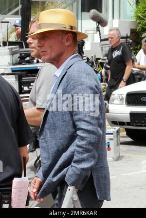 Ed Harris e Tony Plana hanno girato le scene del loro nuovo film "Pain and Gain". Il film ha anche come protagonisti Dwayne 'The Rock' Johnson e Mark Wahlberg. Miami Beach, Florida. 17th maggio 2012. Foto Stock