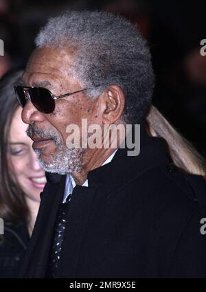 Morgan Freeman alla prima di 'Invictus' a Leicester Square a Londra, Regno Unito. 1/31/10. Foto Stock