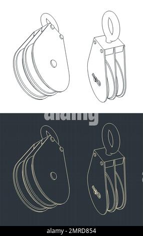 Illustrazioni vettoriali stilizzate del blocco sospeso a doppia puleggia Illustrazione Vettoriale