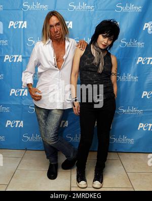 La leggendaria cantante/cantautrice Joan Jett, sostenitrice della PETA, è onorata per la sua dedizione nella lotta contro la sofferenza animale. Il musicista Iggy Pop è stato a disposizione per mostrare supporto e presentare Joan con il Nanci Alexander Activist Award al Sublime di Fort Lauderdale, Florida. 4th novembre 2012. Foto Stock