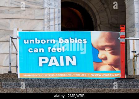 St Paul, Minnesota. Raduno annuale pro life abortire. La marcia MCCL per la vita del 2023 coglie l'occasione per dire ai funzionari eletti che i bambini non nati Foto Stock