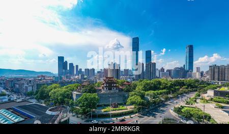 Antenna changsha sotto lo sfondo del centro d'oro come panorama cabinet Foto Stock